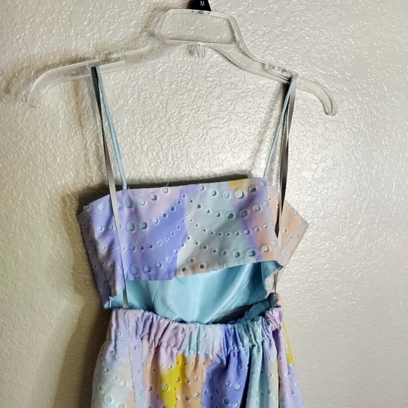 ML Monique Lhuillier Poplin Eyelet Cutout Midi Dress Sz 2 - Picture 8 of 12